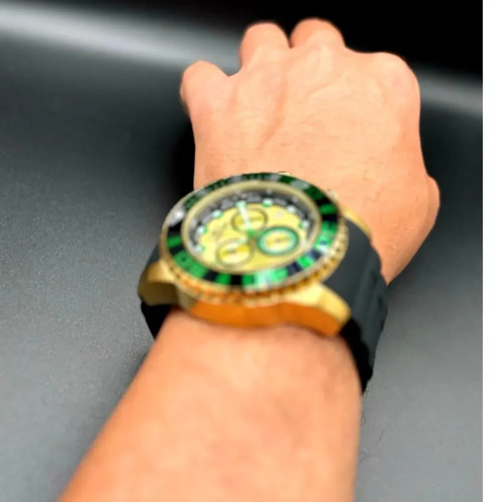 Invicta Sea Hunter 48987 Men’s 52mm Silicone Strap Gold Dive Watch NIBWT